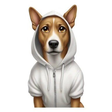 Dog wearing white hoodie  sticker