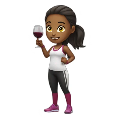 girl doing sports and drinking wine sticker