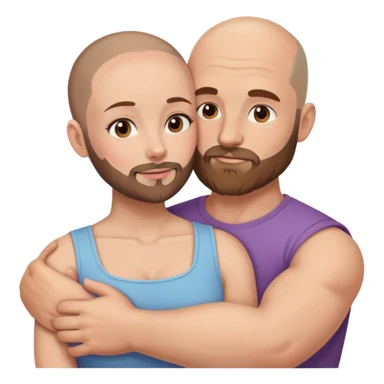 Beautiful light brunette cuddling her muscular bald beard husband sticker