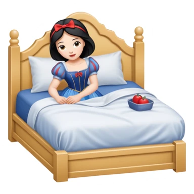 Snow White cleaning up her bed in her bedroom sticker