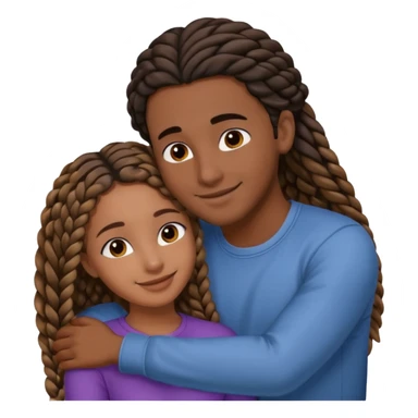 dark skin, black girl with black and brown braids, hugging her middle eastern boyfriend with wavy straight brown hair and medium to light skin sticker