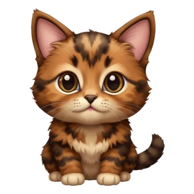 A high-resolution photo-realistic digital illustration of a brown tortoiseshell kitten, chest upward sticker
