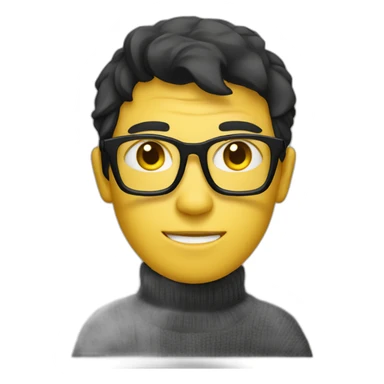 White man with yellow tinted glasses and black hair in a jumper sitting on a chair sticker