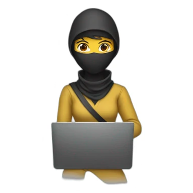 woman ninja programmer with laptop sticker