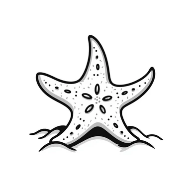 Sea star with five arms on a beach sticker