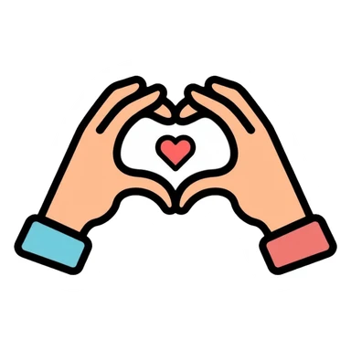 hands making heart shape symbolizing thank you and gratitude sticker