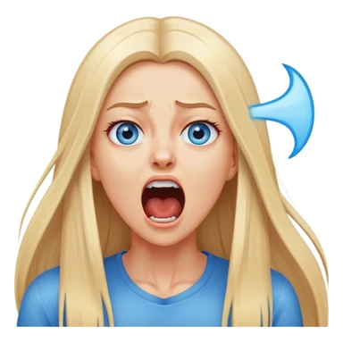 beautiful white girl with long straight blonde hair blue eyes screaming yelling in pain sticker
