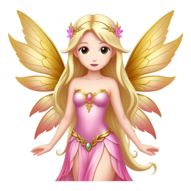 big wings, sun, gold, pink , Beautiful, fairy, long hair sticker