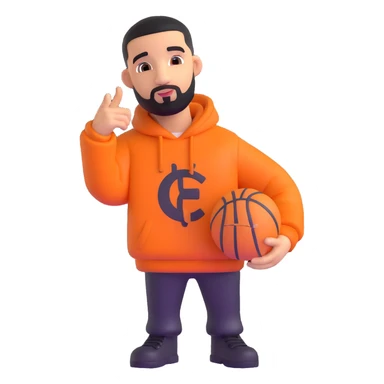 Drake with a BBL, exaggerated proportions, 3D emoji style sticker