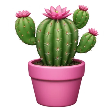 Cactus emoji with pink pot sticker