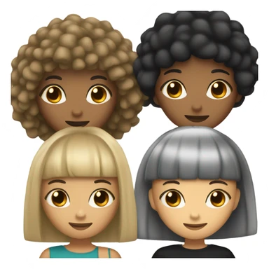 Three light skin women with black her and bangs being cute friends sticker
