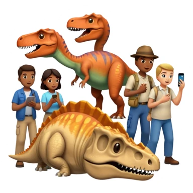 people exploring the dinosaure's gallery
 sticker