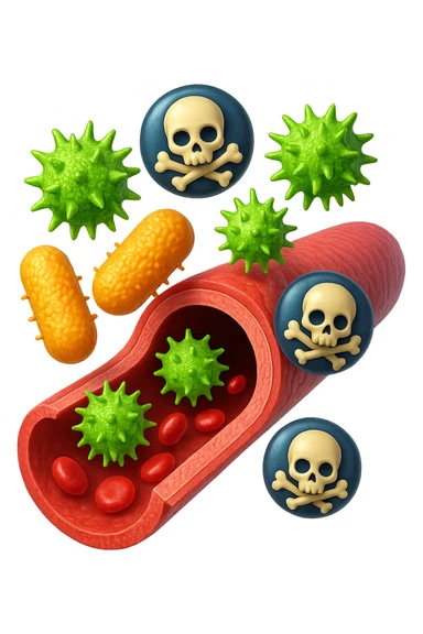 EMOJI STILE IPHONE 3D DI tossine e batteri che entrano in una vena umana E FALLO MOLTO REALISTICO IN 3D sticker