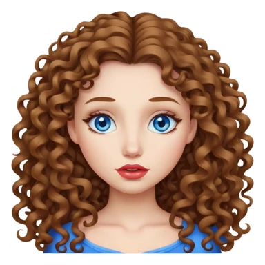 girl with lush, long, curly hair, big lips and blue eyes sticker