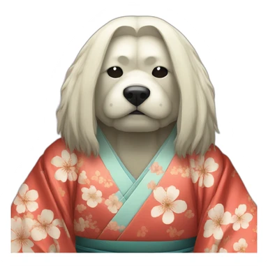 wearing-noh-doggy-mask-longhair-massive-guy-japanese-kimono sticker