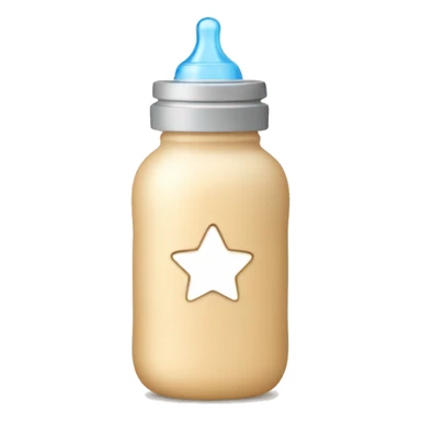 beige baby bottle with stars sticker