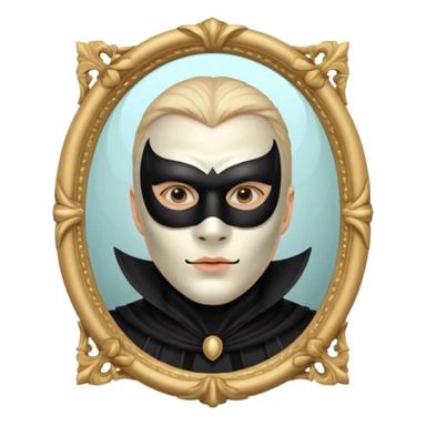 Spooky killer on mask on fancy mirror behind man sticker