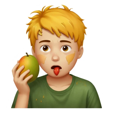 Boy eating mangoes, disgusted sticker