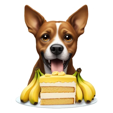 Dog eat cake with bananas sticker