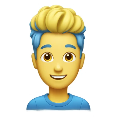 yellow joy emoji face with short blue hair quiff sticker