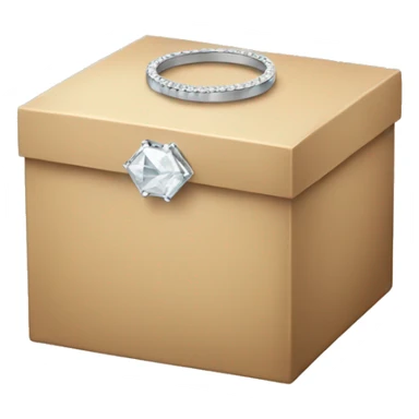 beige box with diamond ring sticker