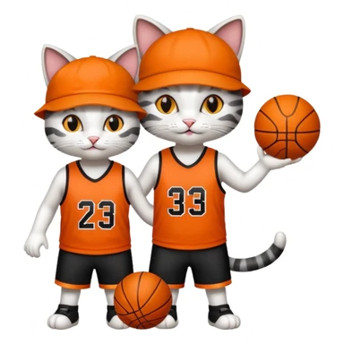 2 cats who just won a basketball game sticker