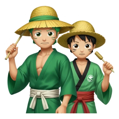 Anime fighting zoro vs luffy sticker