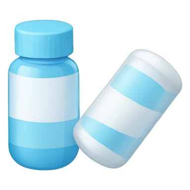 white and light blue pill bottle sticker