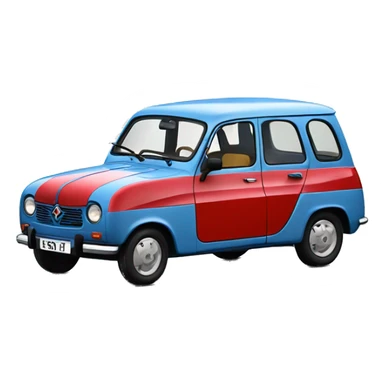 Renault 4l bleu et rouge sticker