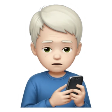 un niño de entre 3 - 10 años jugando con su celular, cansado en una habitacion apagada, el niño tiene piel blanca

 sticker