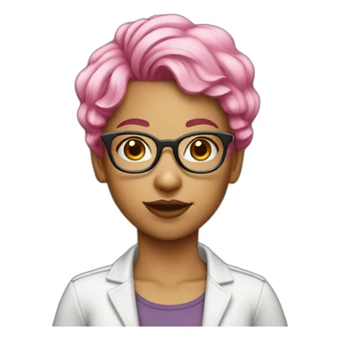 Nerd girl pink hair with glasses sticker