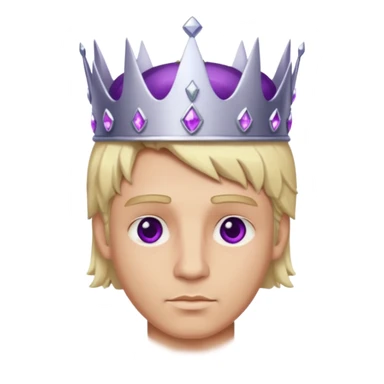 blonde king with brown eyes and silver crown with purple gems sticker