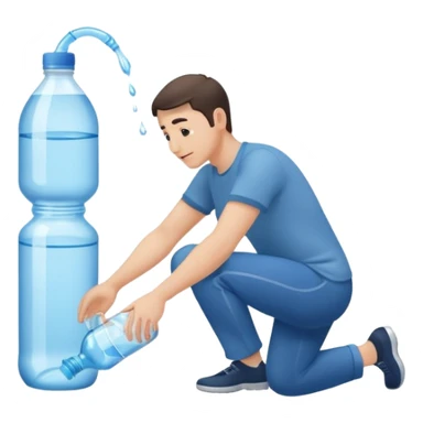 man full body emptying in the floor a bottle of water sticker