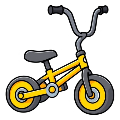 kid's bike with 4 wheels, simple and playful, cartoon style sticker