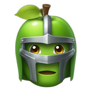 green apple in a knight helmet sticker
