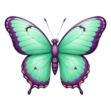 Beautiful mint green and warm lila rose mix butterfly with detailed wings sticker