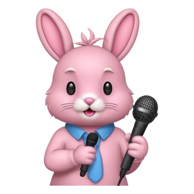 pink bunnie singing , holding mic sticker