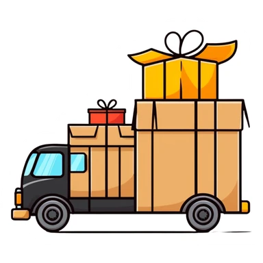 delivery truck with packages sticker