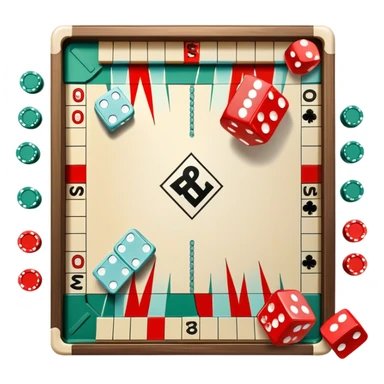 A photorealistic icon featuring a backgammon board with dice, a Monopoly board with money and property cards and a Game of Life spinner. The design captures the detailed textures of the boards, pieces, and accessories. Transparent background. sticker