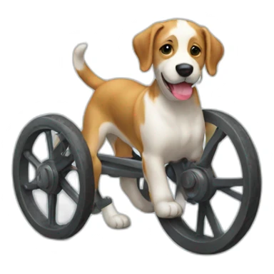 Un chien avec des roues sticker