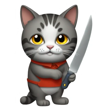 A cat with a knife sticker