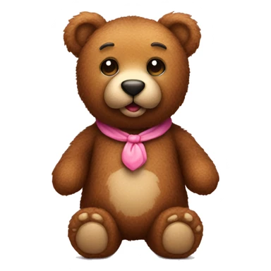 Brown fur teddy bear with a cute pink nose sticker