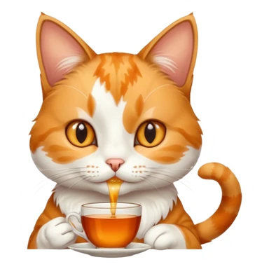 Çay içen kedi sticker