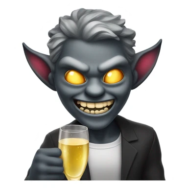 demon winking with a glass of champagne sticker