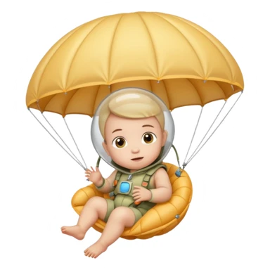 Skydiving baby with parachute and UFO sticker