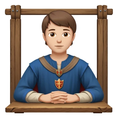 medieval white man sitting left to a table sticker