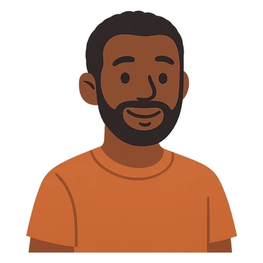 flat toon style black man with friendly expression sticker