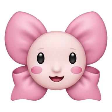 a simple and cute bow in light pink with half white cheeks, emoji style sticker