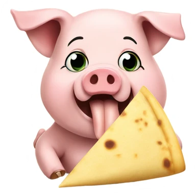Pig eating tortilla sticker