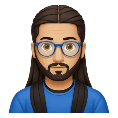 Hassan B from Ali G Indahouse with dark brown long hair and short beard, blue and black outfit sticker